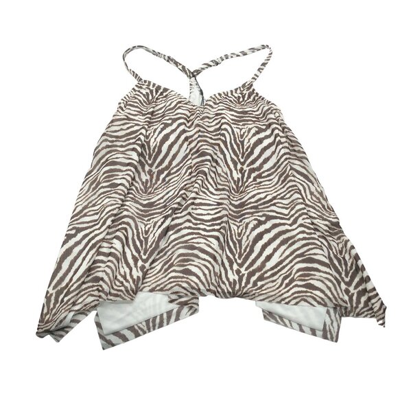 Coco Reef Zebra Print Bra Sized Mesh Layer Underwire Tankini Top Brown White 36C - Picture 3 of 6